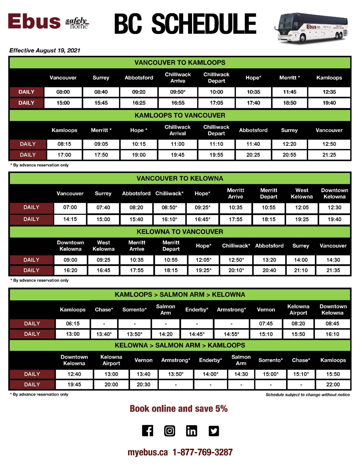 Ebus BC Schedule