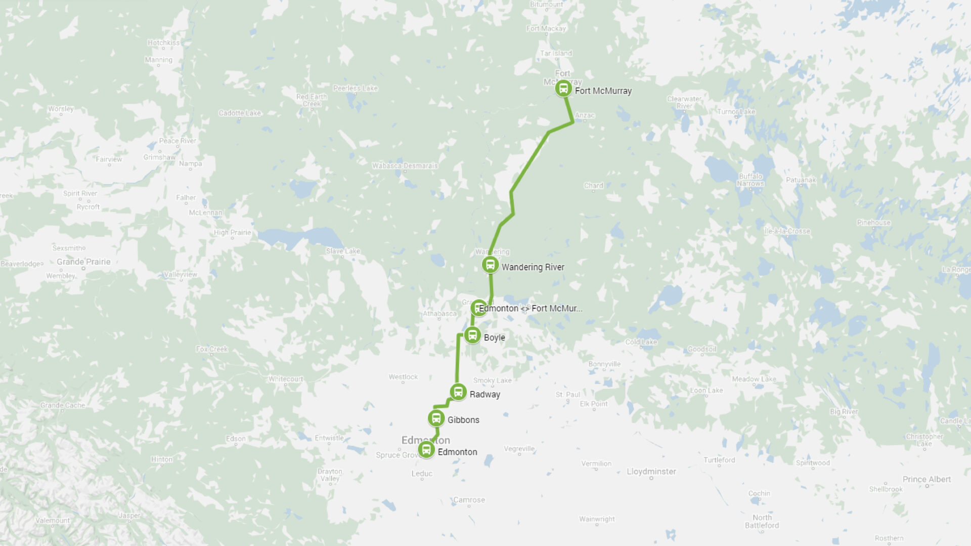 Edmonton to Fort McMurray Bus Route