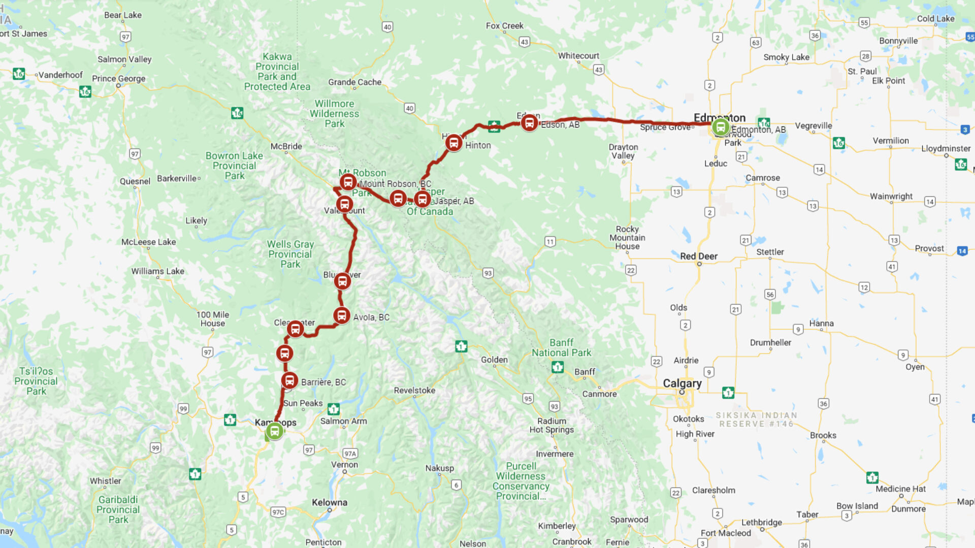 Kamloops to Edmonton - Ebus