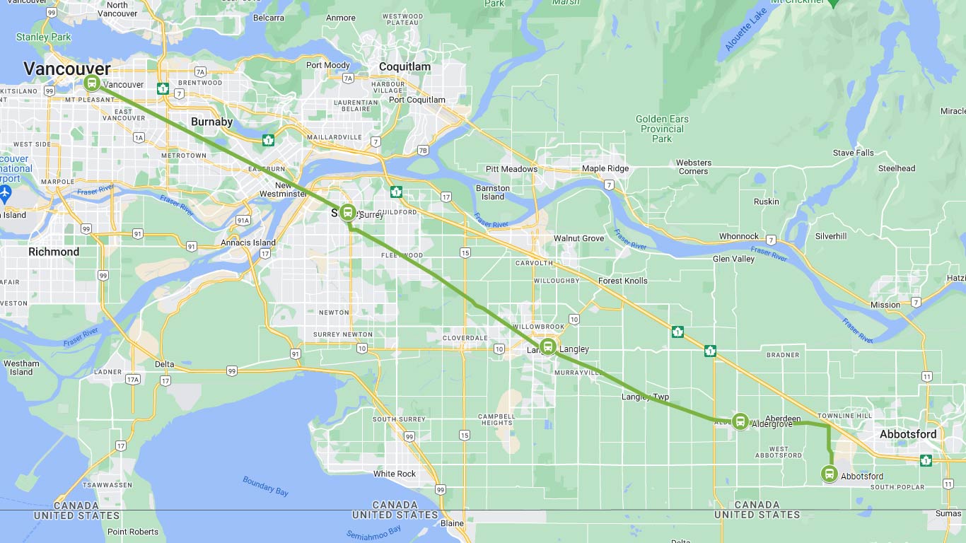 Vancouver to Abbotsford Ebus